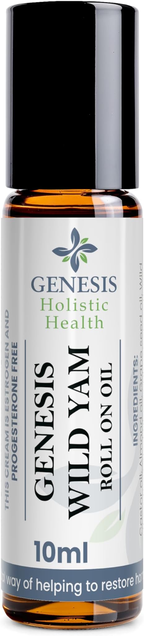 Genesis Wild Yam Root Roll On Oil for Women 10ml, Organic Wild Yam Oil with Chaste Tree & Red Clover, Unscented Botanical Roll-On, Fast-Absorbing, Made in USA