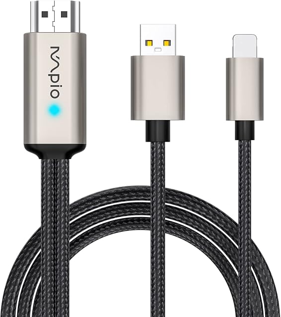 HDMI Adapter for iPhone iPad 1080P, MpioLife iPhone to TV Converter 6.6FT, Lighting HDMI Digital AV Cable for iPhone, iPad Air, iPad Mini, Pro, Youtube, Tiktok to HDTV, Projector, Monitor, Plug & Play