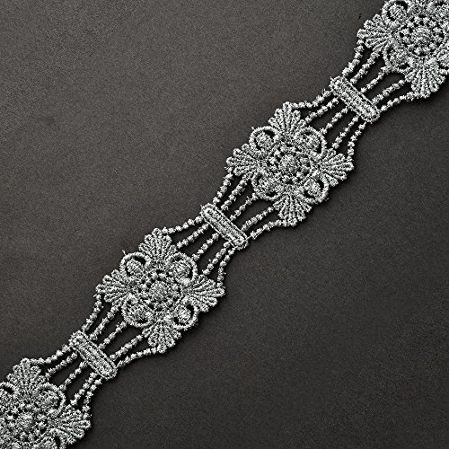 Metallic Silver Lace Trim For Bridal, Costume Or Jewelry, Crafts And Sewing, 1-1/2 Inch By 1 Yard, Lp-Mx-2601 #TOP18