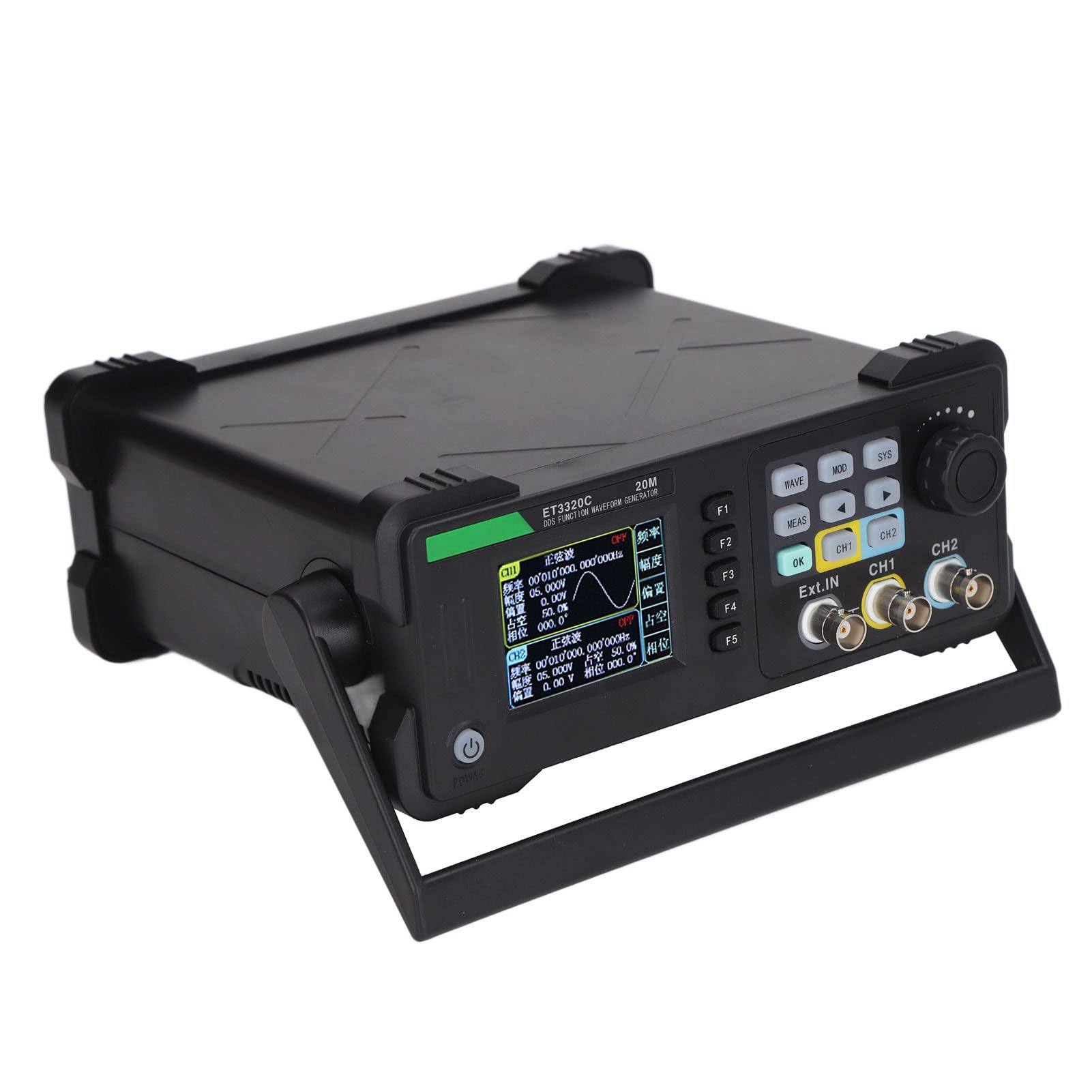 Signalgenerator, Funktionsgenerator, Wellenformgenerator, DDS, 2 Kanäle, 200 S, 20 MHz, Arbiträrwellenform-Frequenzmesser, 100 MHz-Zähler mit 2,4-Zoll-TFT-LCD-USB (EU-Stecker)
