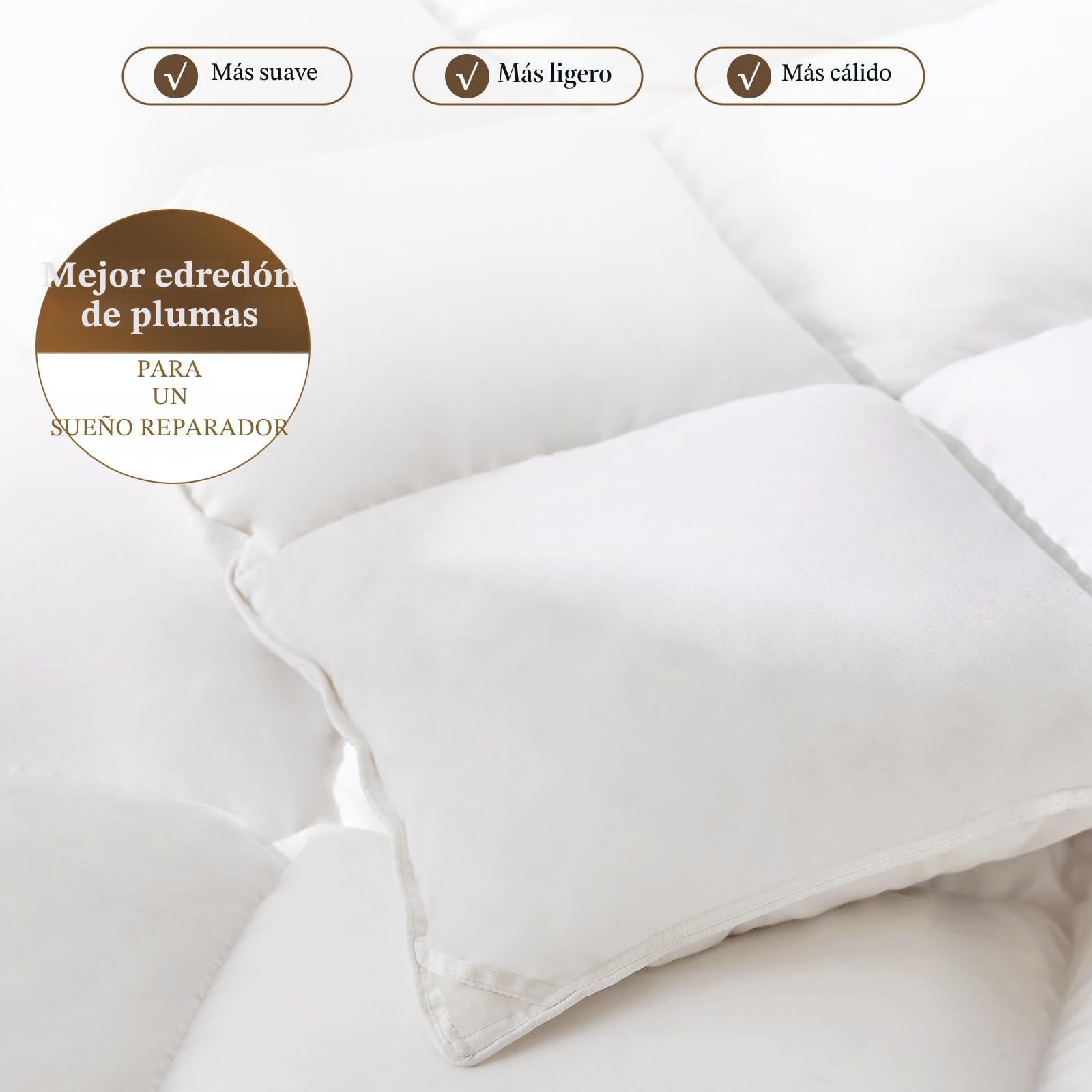 Homyrium Edredon Cama 135/150 de Plumón Nordico Relleno Nordico 400 gr/m² Cama 150 Edredón de Plumas 240x220cm para Todas Las Estaciones, Lavable, Transpirable,Certificado Oeko-Tex y RDS
