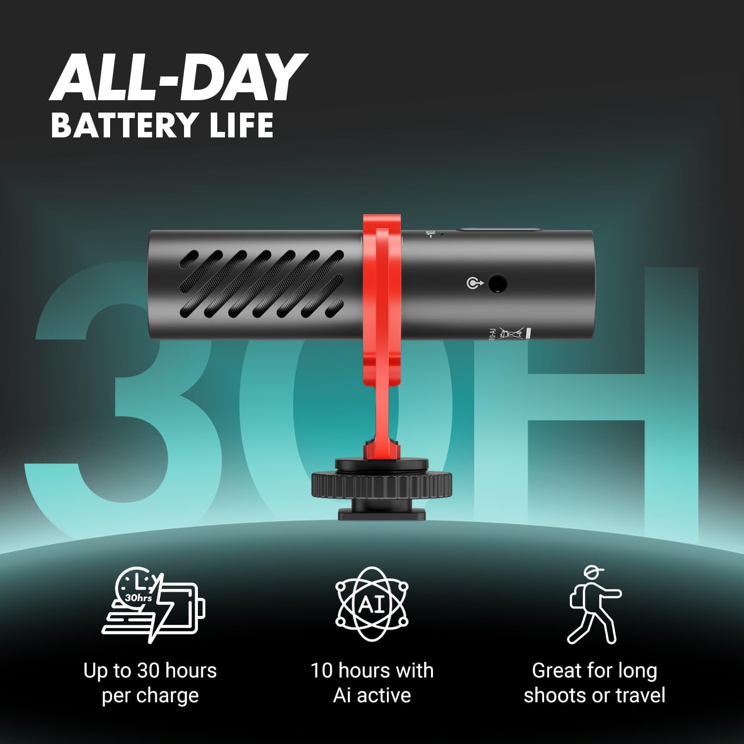 Movo VXR10-AI Shotgun Microphone with AI Noise Cancellation - Camera Microphone for DSLR, Smartphone & Computer - Supercardioid On-Camera Mic with 3.5mm & USB-C Cables - Image 6