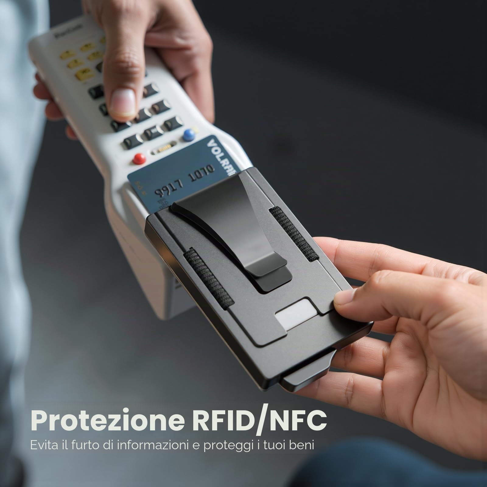 Portafogli da uomo, sottile, pop up, porta carte di credito, blocco RFID