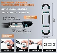 Vista 6 de HOTWAVE Twister - Ejercitador de brazo ajustable con barra de resorte para entrenamiento, fortalecedor de ejercicio mejorado de antebrazo, tríceps