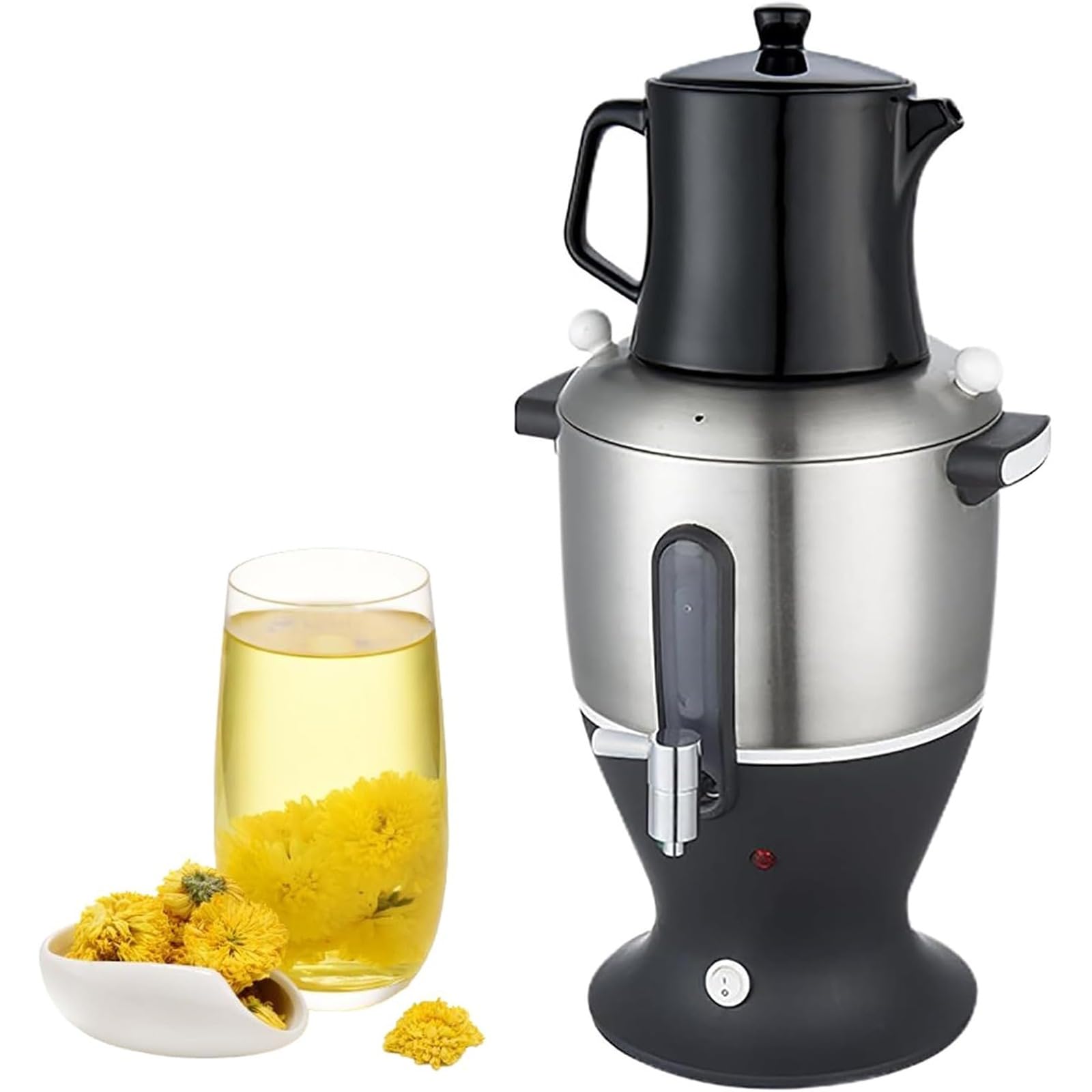 Bollitore per tè turco da 1500 W, samovar elettrico da 5,5 litri, doppia caraffa in acciaio inossidabile con infusore e funzione di mantenimento in caldo, riscaldamento rapido