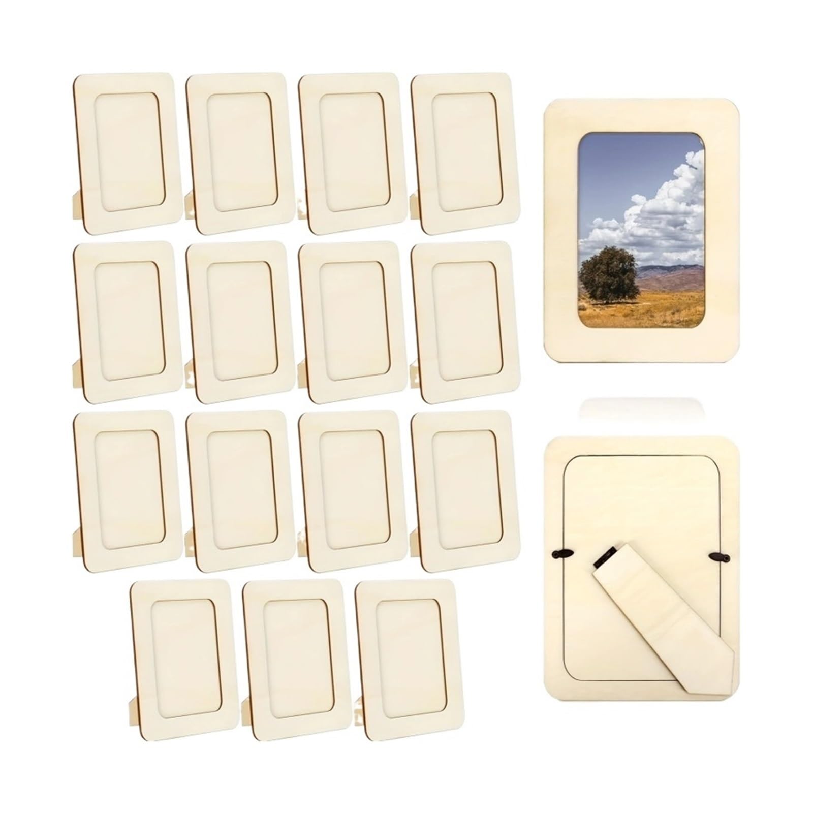 Wooden Picture Frames 10pcs DIY Wood Picture Frames Unfinished Solid Photo Standing Wooden for Crafts Paint
