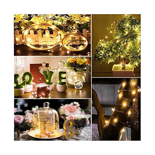 FELISHINE Lichterkette mit 20 LEDs, batteriebetrieben, silberfarbener Kupferdraht, Sternenlichterkette für Heimwerker… – Bild 8