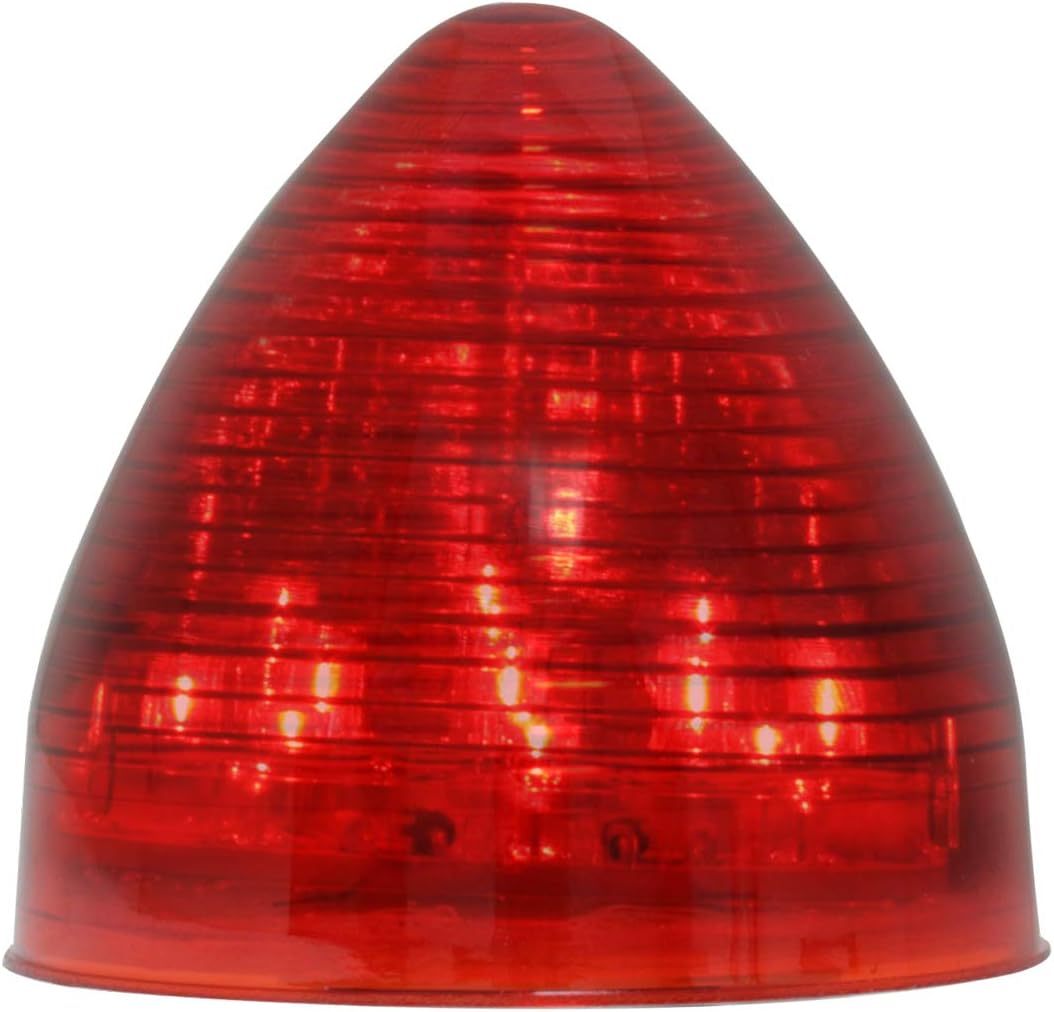 Grand General 81241 LED Light (2.5" Beehive Red/Clear with Grommet and Pigtail), 1 Pack