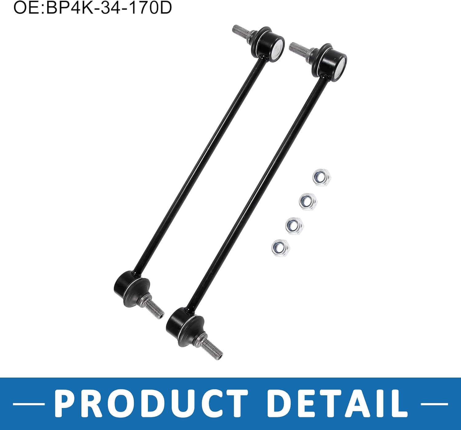 Suspension Sway Bar End Links BP4K-34-170D Stabilizer Bar End Link Kit Front for Mazda 3 2004-2009 Metal Black 2 pcs