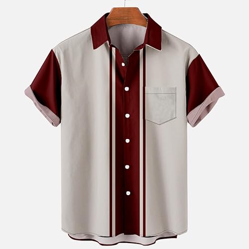Miniatura 2 de Camisetas para hombre 2023 Casual Elegante Cuba Guayabera Camisa de Verano Manga Corta Color Block Camisas de Vestir
