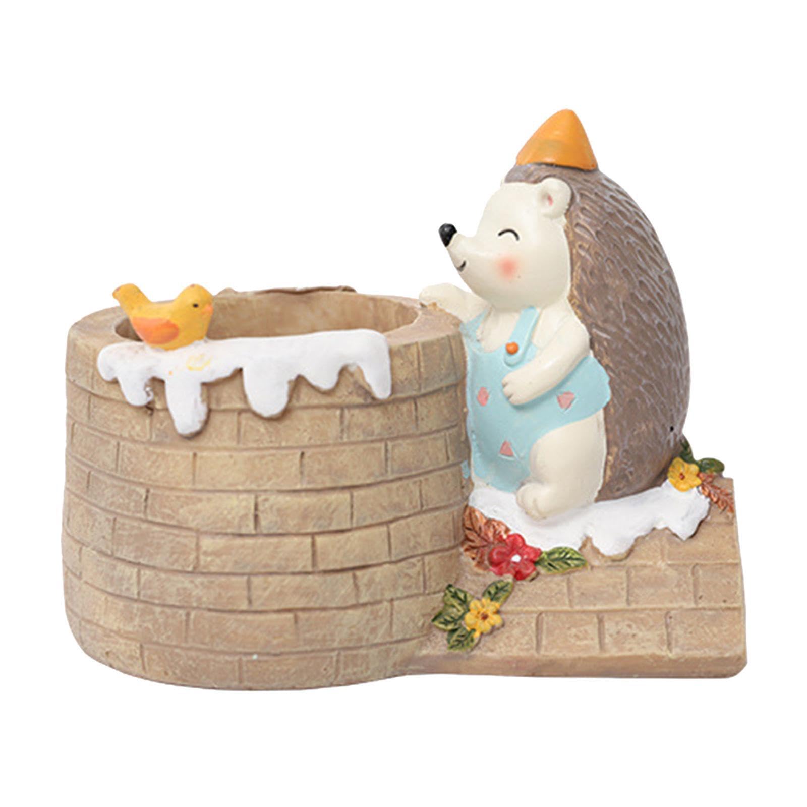 QUXVUIS Adorable Hedgehog Planter Garden Pots Cartoon Vase for Creative