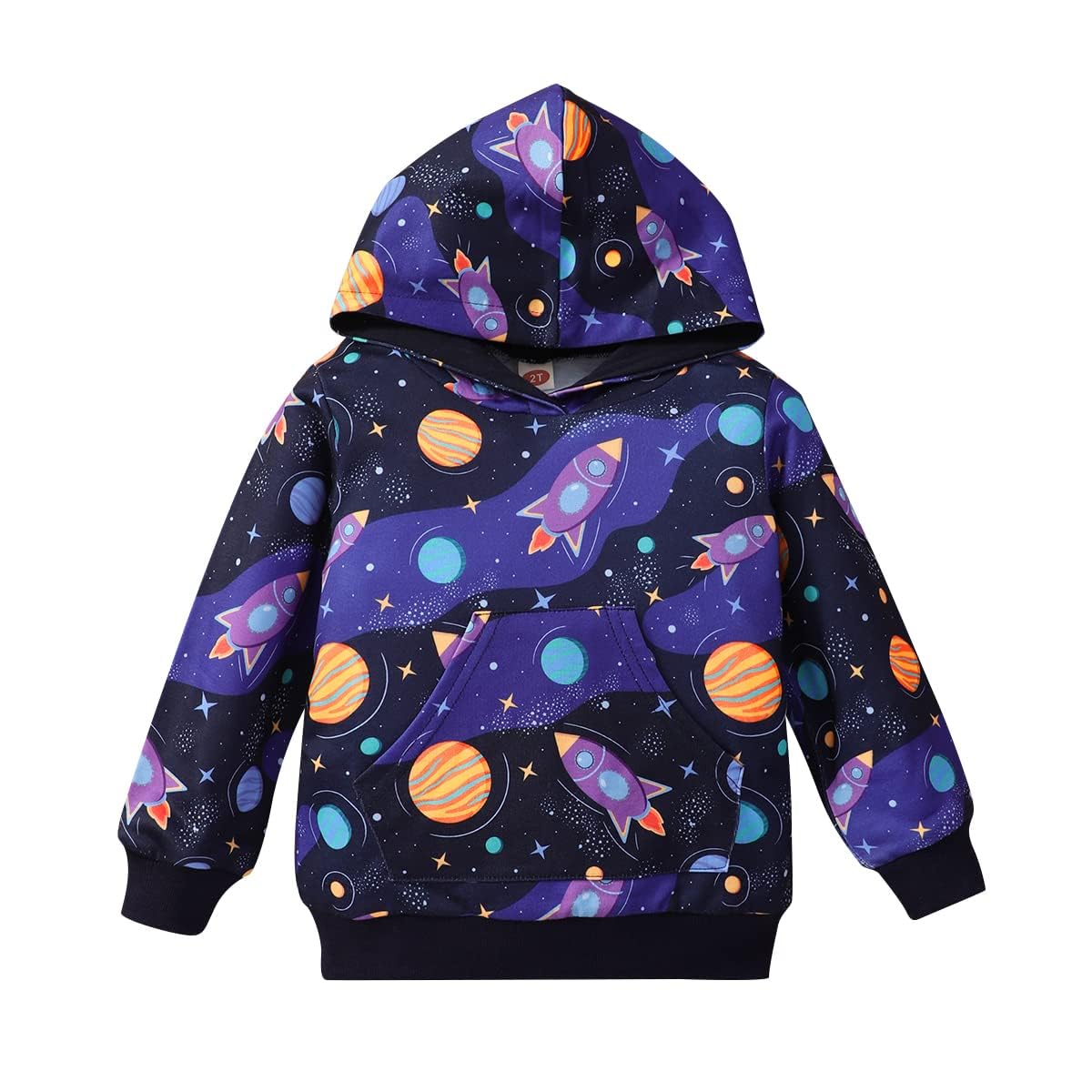 Toddler Boy Hoodie Cartoon Graphic Fall Clothes Kids Cute Sweatshirts With Kangaroo Pocket 2-8T