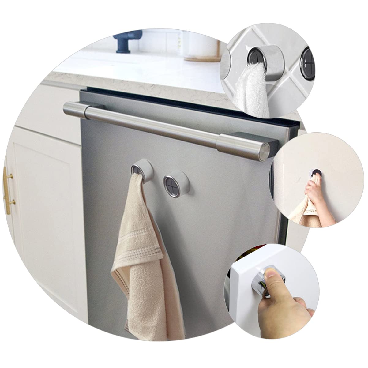 VASDEV 6 Piezas Stcik Robe Cocina Té Baño Redondo ABS Pesado Sin Ganchos Ganchos Trabajo Hogar Autoadhesivo Montaje de perforación Sin Perforaciones para Soportes de Platos Ducha Toalla a