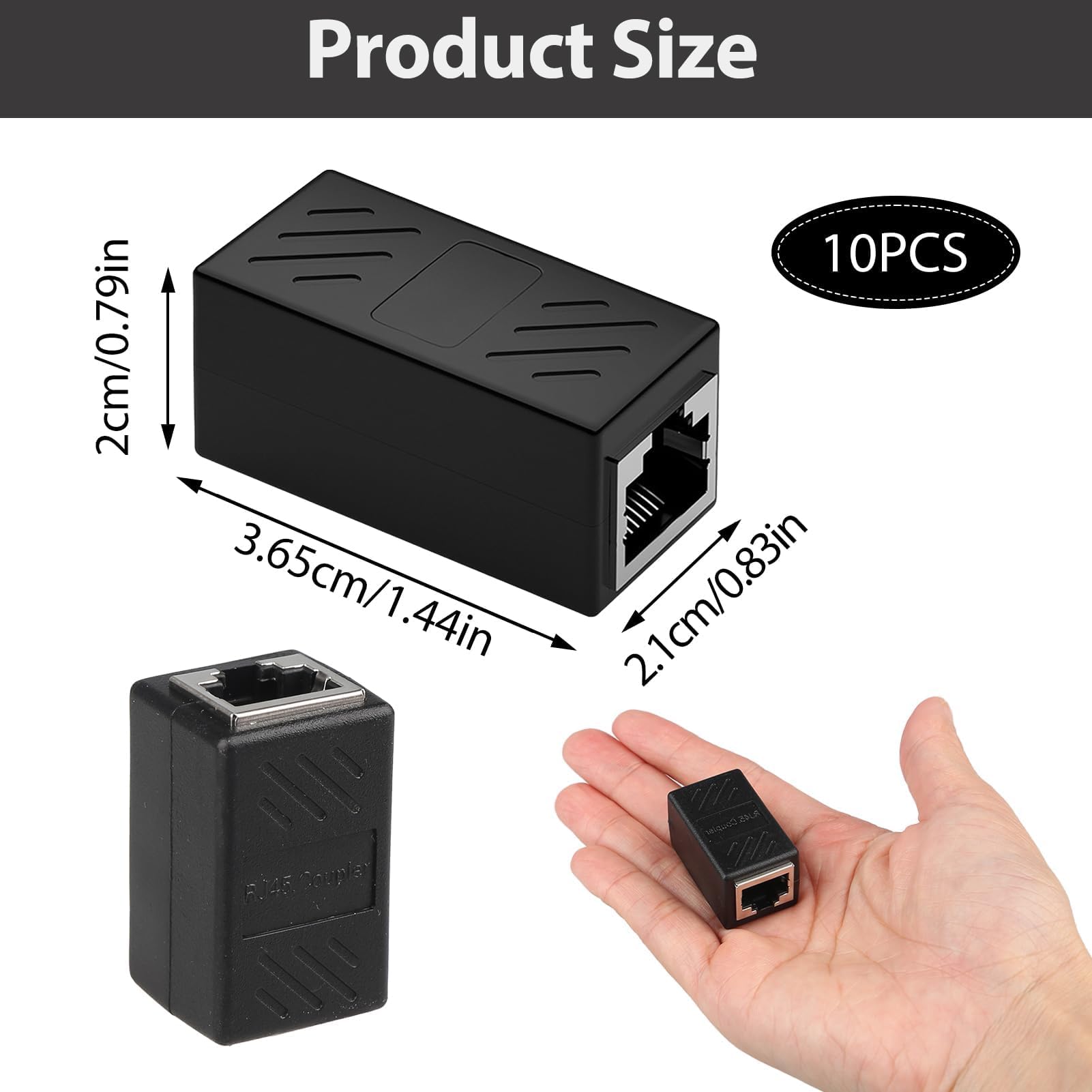 10 Unidades Adaptador RJ45 Hembra a Hembra Cat7, Conector RJ45, Empalme Adaptador Ethernet Blindado Gigabit, Conectores Ethernet, Acoplador de Red para Cat7 Cat6 Cat5e Cat5 — view 6