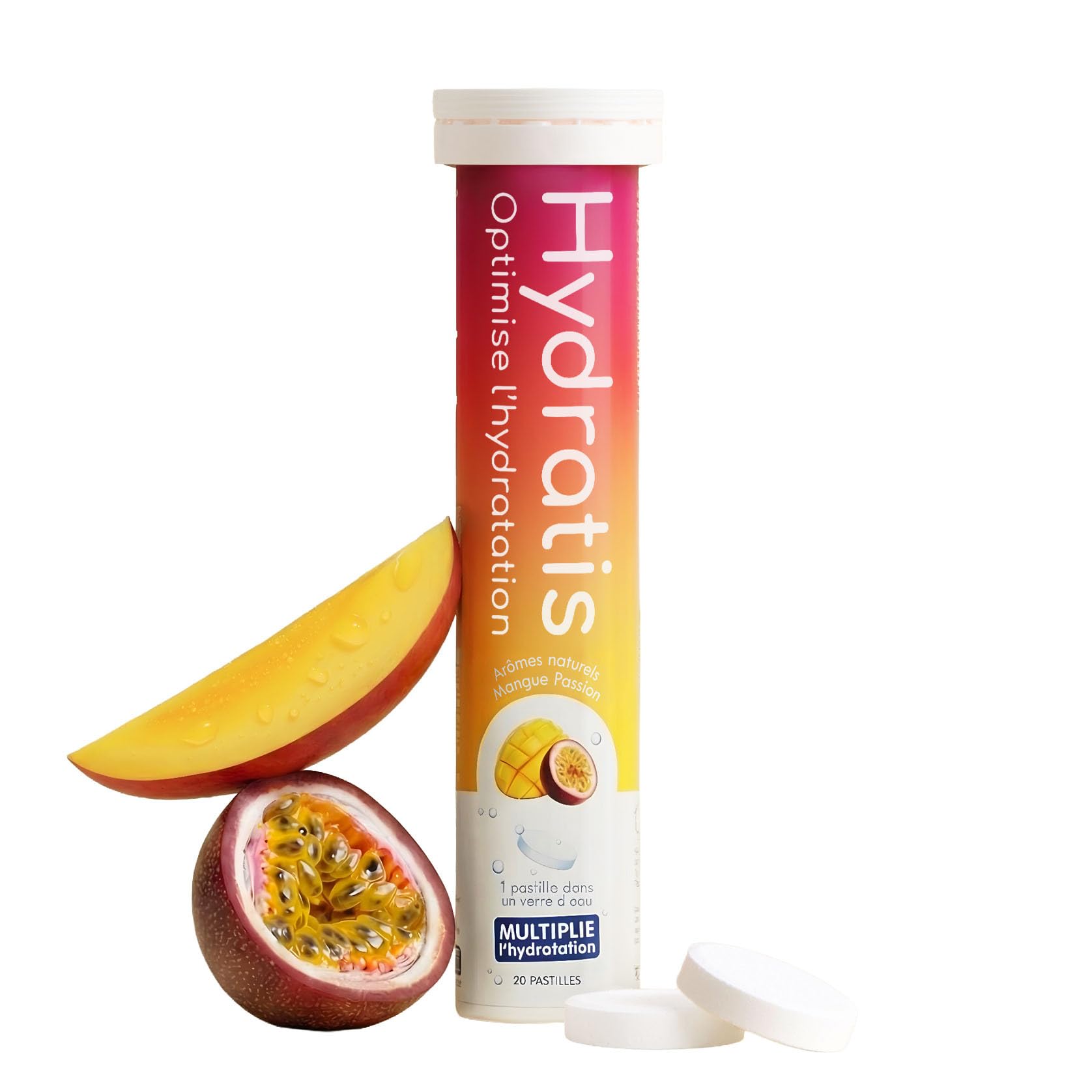 HYDRATIS - Pastilles Hydratation Electrolytes - Mangue Passion - Améliore l'Hydratation et Favorise l'Énergie - Formule Isotonique - Sport. Récupération. Bien-​être (20 Pastilles)