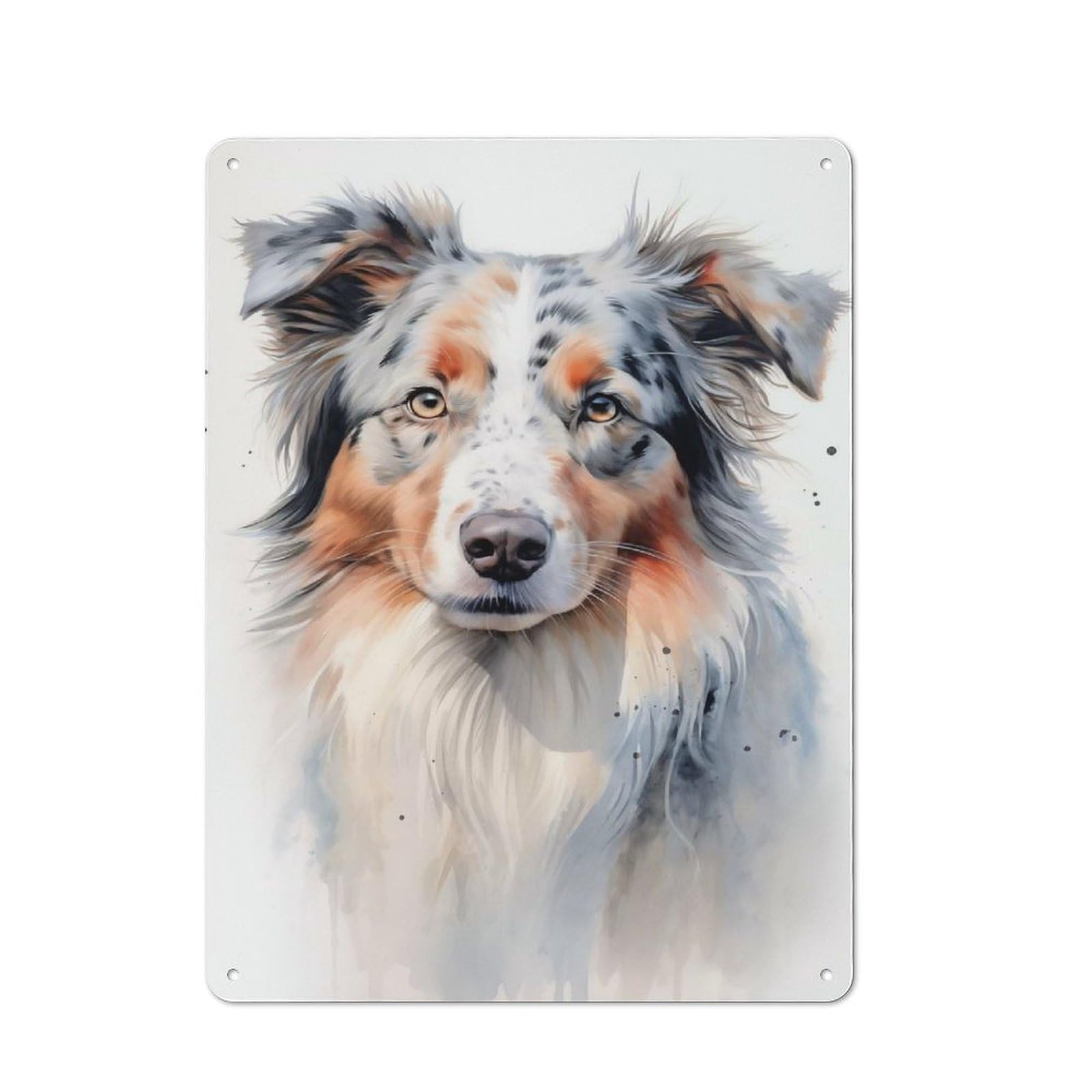 Vintage Tin Sign 40x30cm with Australian Shepherd Dog for Living Room Or Hallway, for Metal Sign Collectors, for Vintage Wall Decor Fans