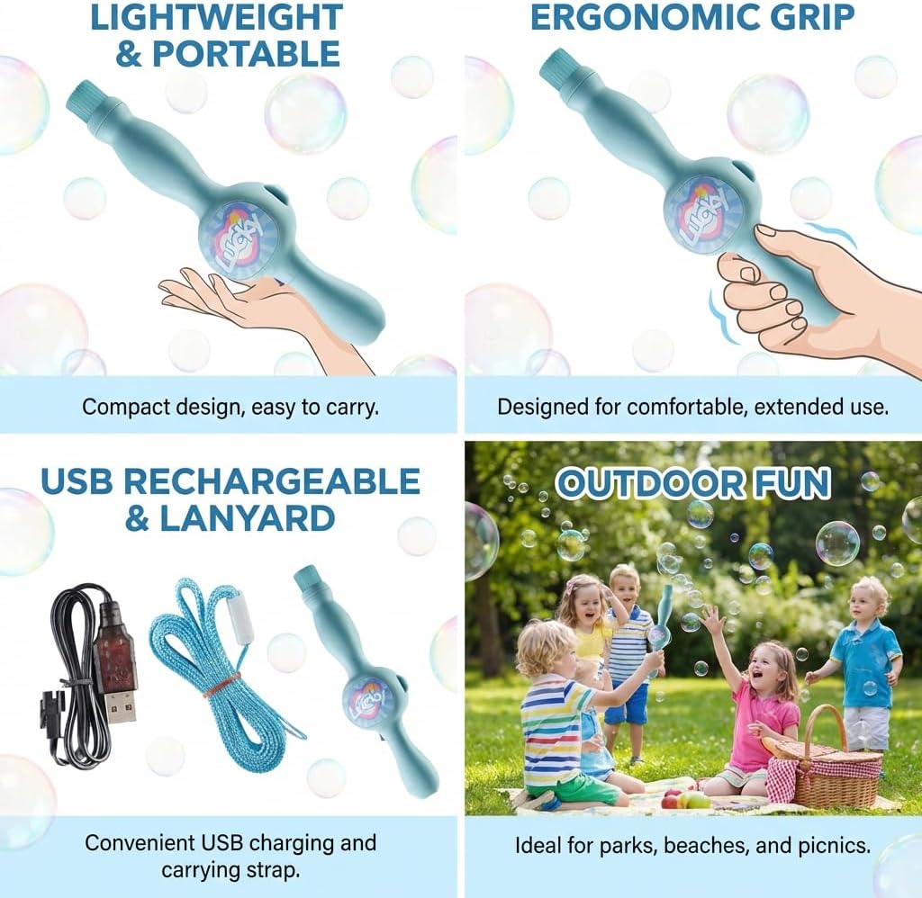 Magic Fog Bubble Wand, Elastic Bubble Fog Wand, Colorful Magic Smoke Bubble Machine, Bubble Liquid Refill with Bubbles Gloves for Parties Outdoor Play (4Pcs-Bubble Liquid Refill + Atomizer)