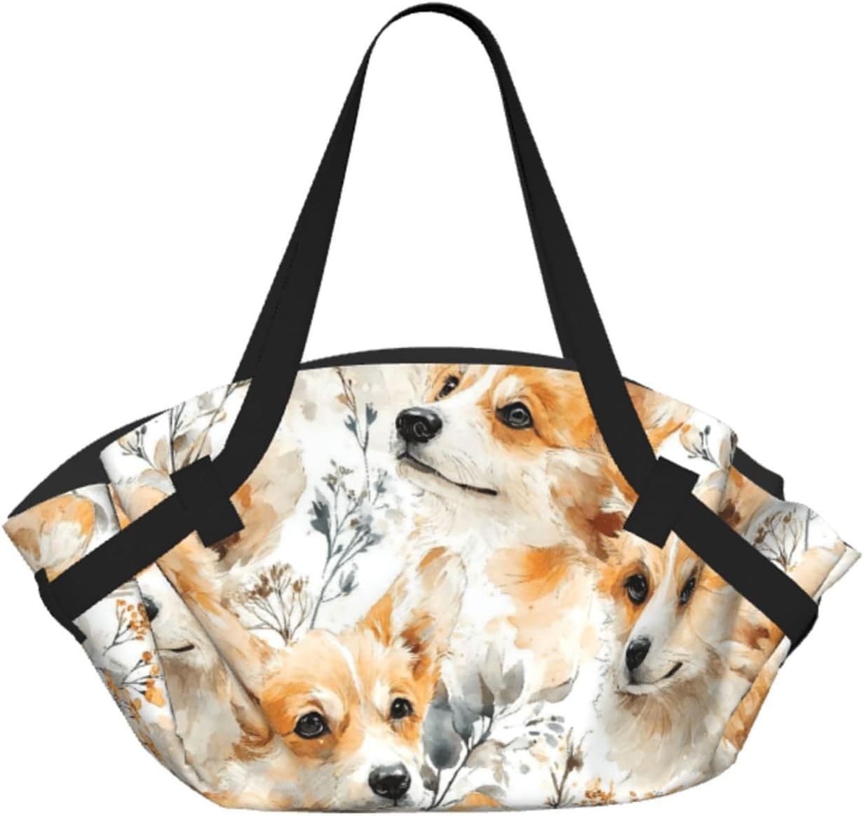 Cute Dogs Corgi (1) Pattern Foldable Camping Tote Bag Picnic Blanket Bag Portable Beach Mat Tote Waterproof Outdoor Picnic Mat Carry Bag