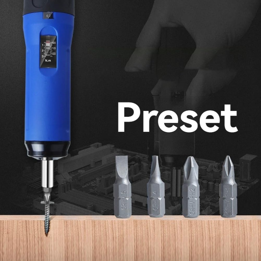 Cacciavite Dinamometrico Regolabile Preimpostato con Display Digitale con Attacco da 1/4 Pollice, 4 Punte Incluse Nella Confezione, Set di Coppia per da 0,1 A 0,6 Nm