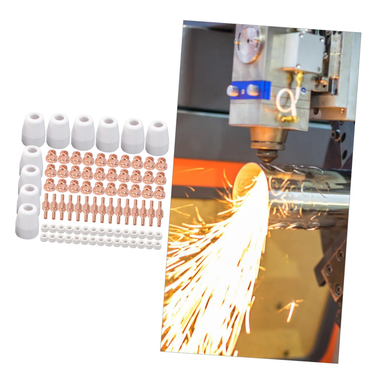 PartyKindom 85 Piezas Accesorios para máquinas cortadoras cortar Plasma Cutter Shield Fit piezas de corte de plasma reemplazo punta de la boquilla consumibles de la antorcha de plasma