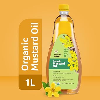 Organic Tattva Cold Pressed Mustard Oil For Hair, Skin & Body Massage, 1 L | USDA Certified, Unrefined, Pure, Extracted From Natural Mustard Seeds, Omega 3 & 6 Rich, No Added Preservatives & Chemicals