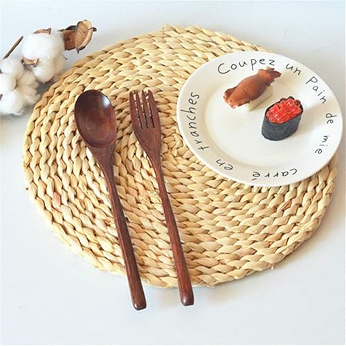 Miniatura 3 de Cuchara y Tenedor de Madera para Comer, Juego de Utensilios para Almuerzo, Cubiertos de Madera, Juegos de Cubiertos Japoneses, Cubiertos Planos de