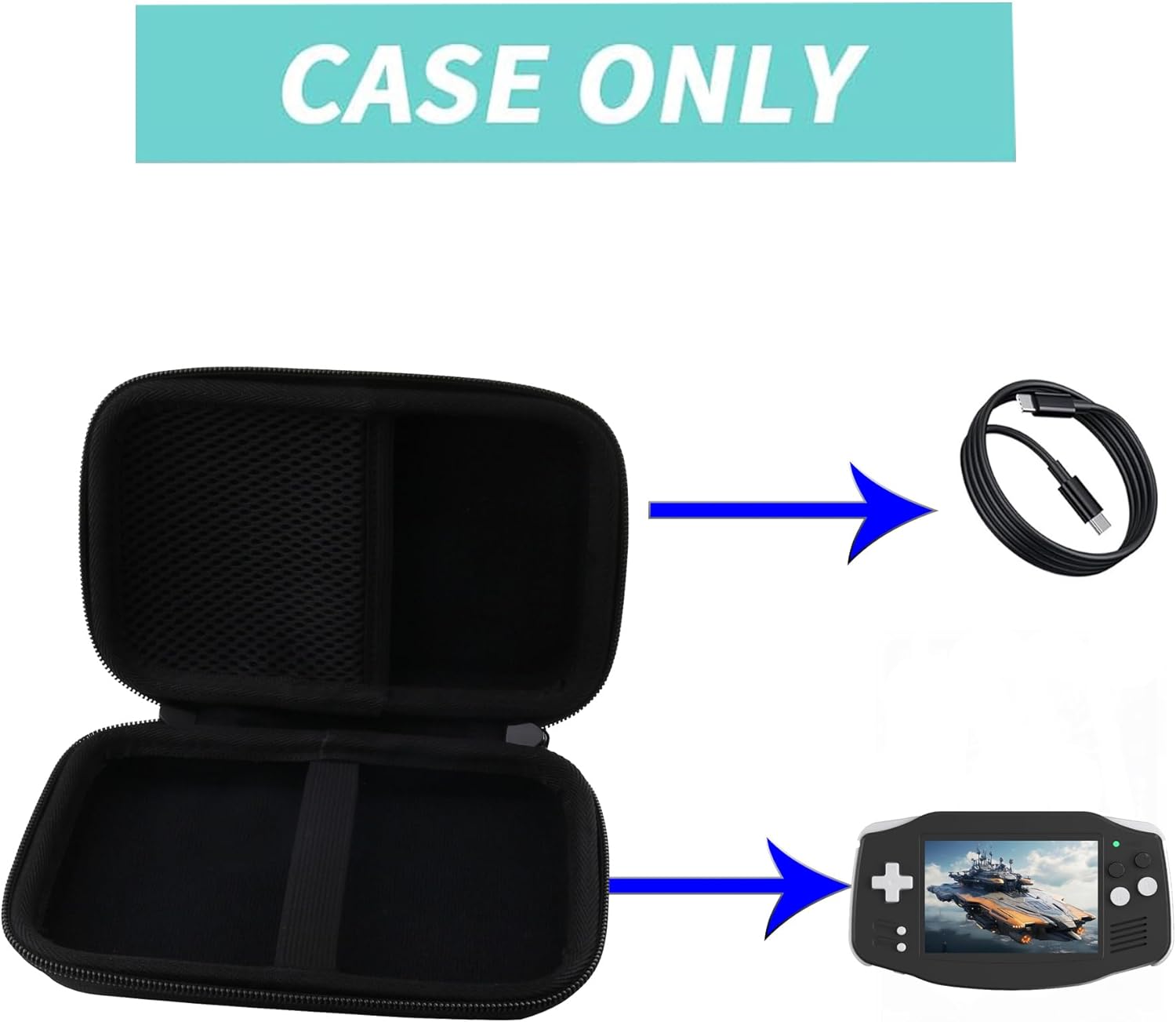 WERJIA Hard Case Compatible with RG34XX/R36MAX Retro Handheld Game Console (black) - Image 3