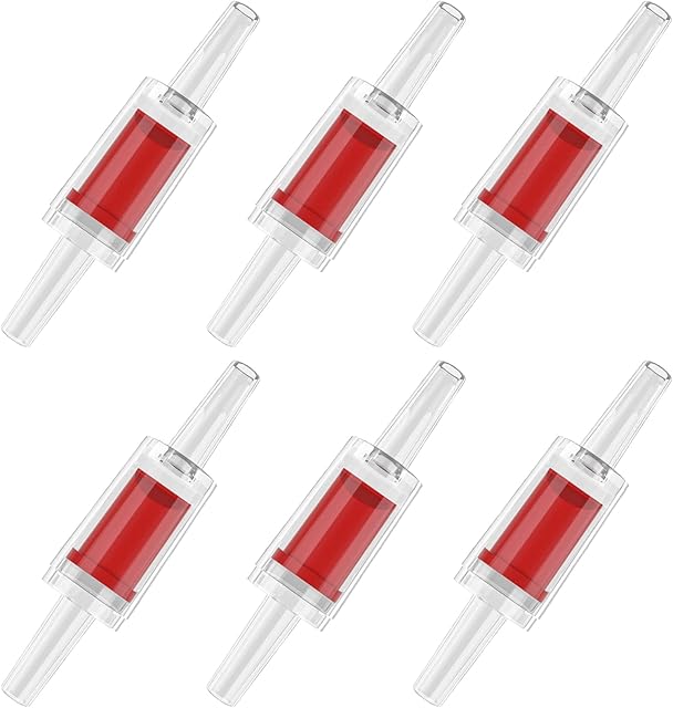 Uniclife 6 PCS Aquarium Check Valves for Common Air Pumps Red Plastic One-Way Non-Return Valves Pump Protectors for Standard 4-6 mm Airline Tubing Fish Tank Accessories for Aeration Setup
