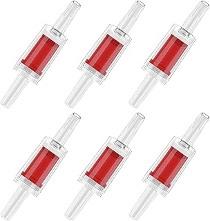 Pawfly 6 PCS Aquarium Air Pump Check Valves Red Clear Plastic One Way Non-Return Check Valve for Fish Tank
