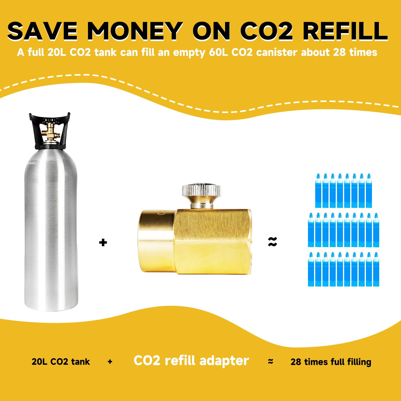GURUDAR CO2 Cylinder Refill Adapter for CGA320 CO2 Tank to Refill TR21-4 CO2 Canister, CO2 Refill Station Connector Kit Compatible with FIZZI ONE TOUCH JET Soda Maker