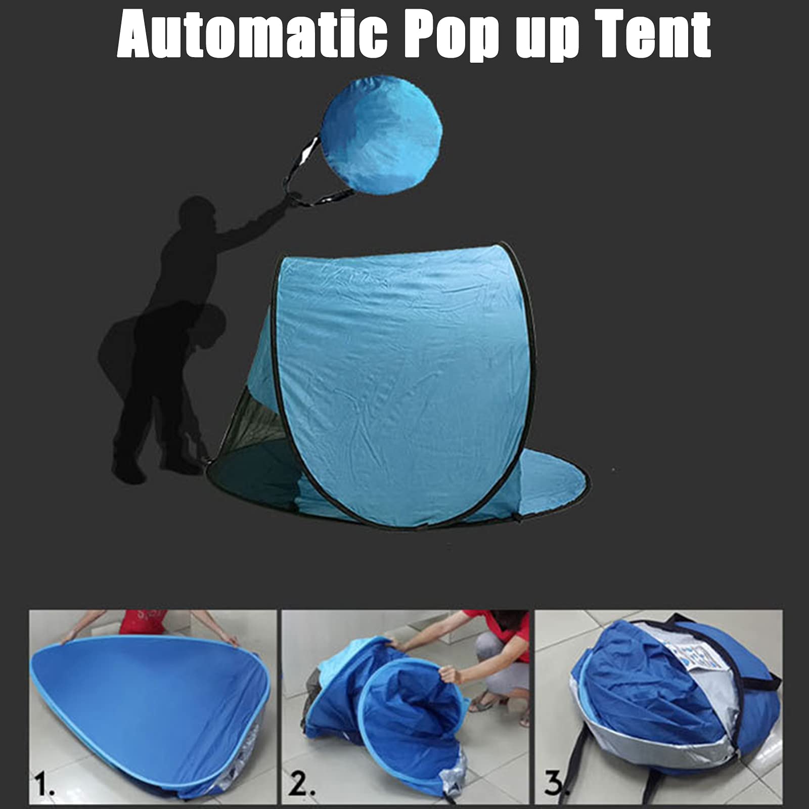 Tenda da Spiaggia Pop-Up Portatile 1 Persona Protezione Solare UPF 50+ Protezione UV, Tende Istantanee Automatica Ripari da Spiaggia Impermeabili con Borsa da Trasporto per Esterni