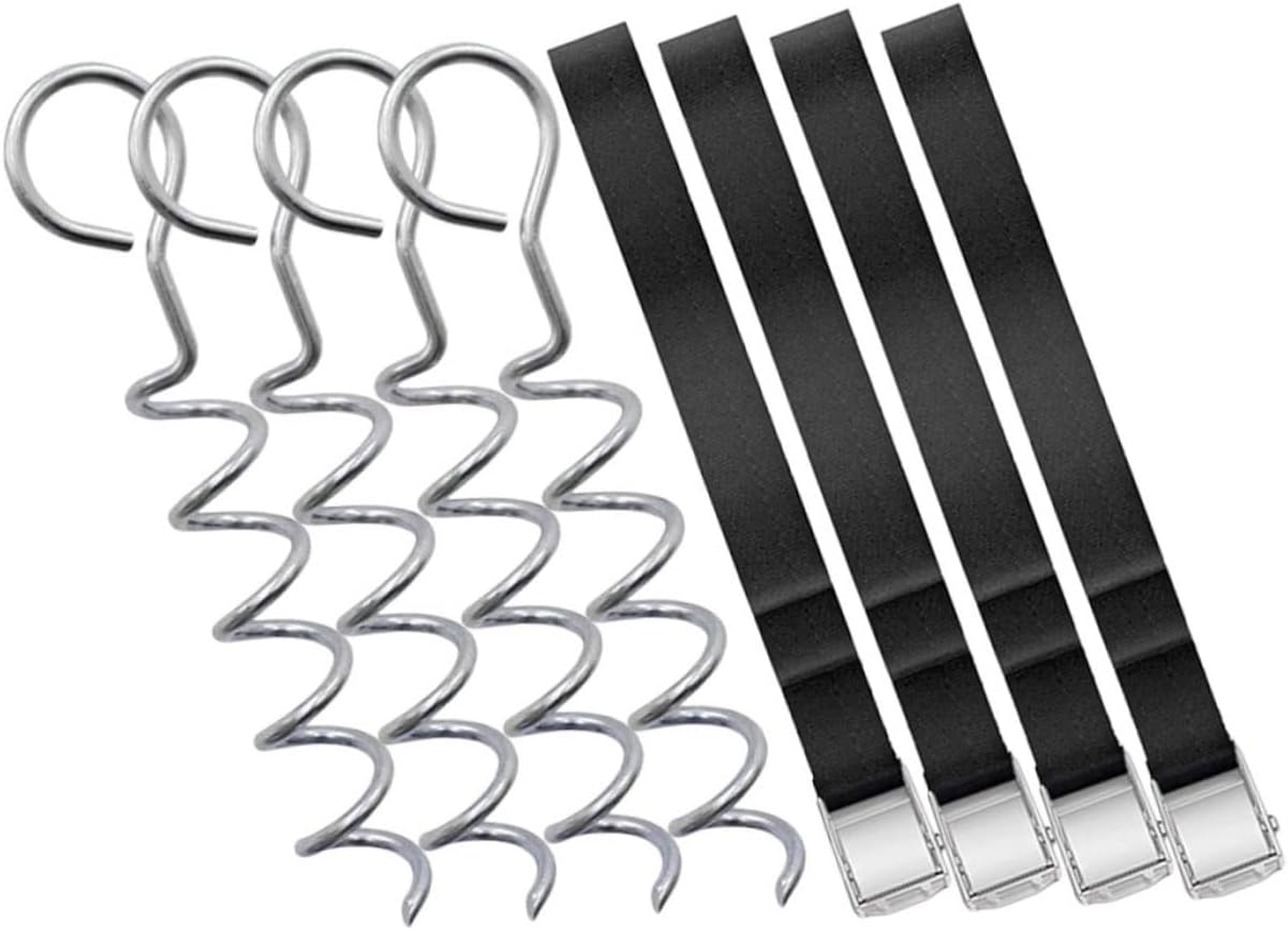 Outdoor Dog Tent Stake Set Large Dog Tie Out Cable Heavy Duty Ground Stakes Garden for Camping Spiral Shaped Anchor Kit