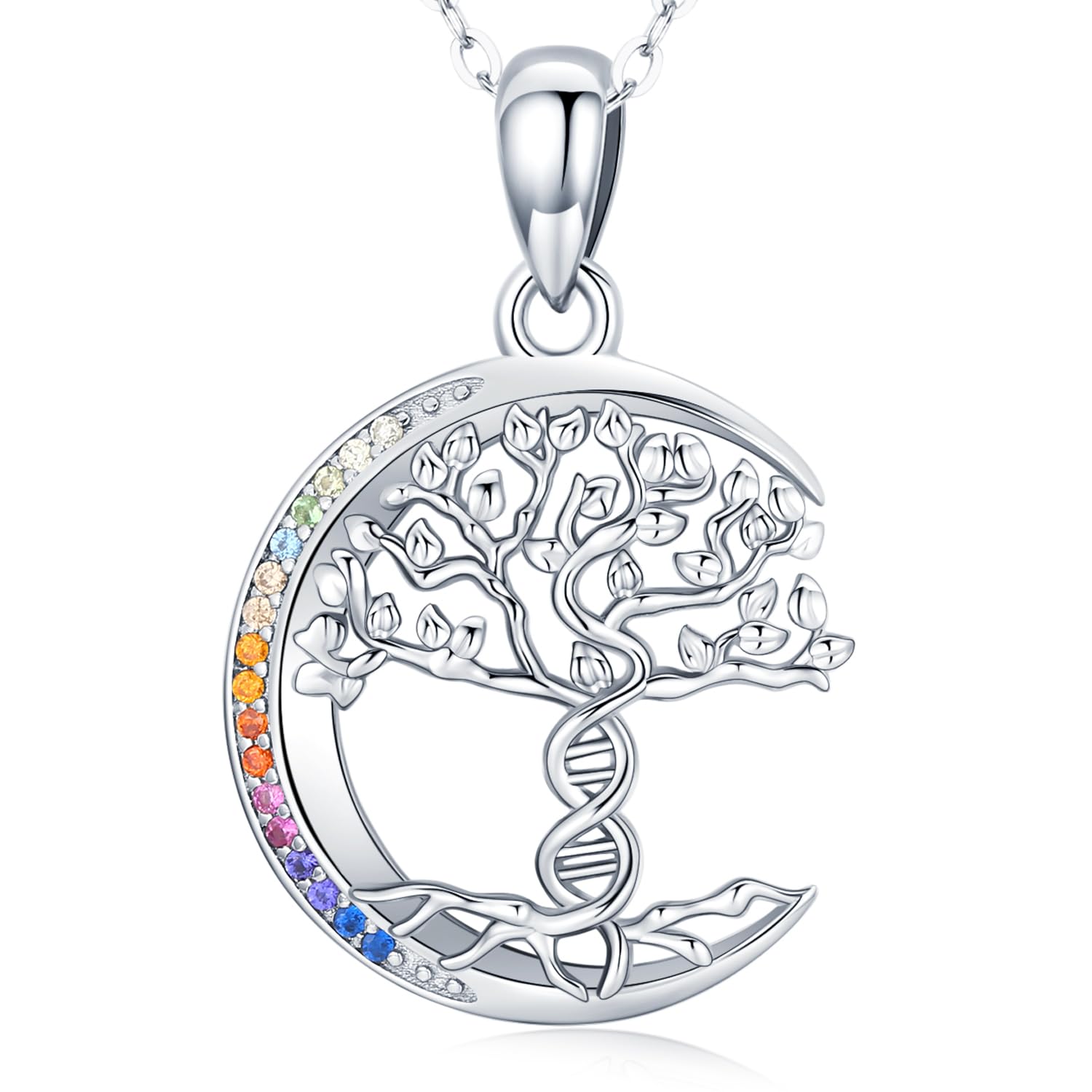 Collana albero della vita per donna, collana Cristallo albero della vita in argento sterling 925, regali gioielli ciondolo albero genealogico per donna madre