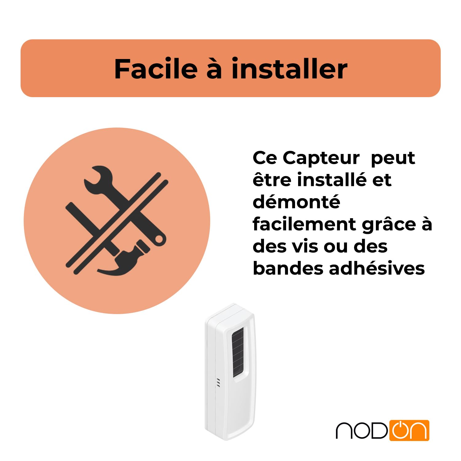 NodOn - EnOcean Capteur de Température Sans Pile Sans Fil | Capteur Temperature Facile à Installer - Discret, Pile Optionnelle - Compatible avec Jeedom, eedomus, MyUbiwizz
