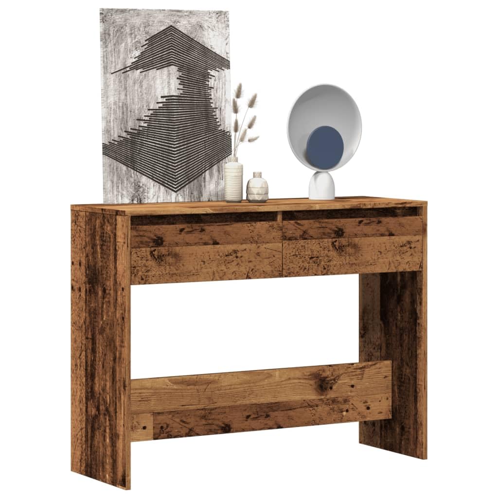 SXZenSpace Console Table 100x35x76.5 cm Old Wood Engineered Hallway Side with 2 Drawers Modern Vintage Sofa Sideboard for Living Room, Corridor and Bedroom