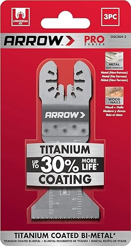 Miniatura 4 de Arrow OSC204-3 - Hojas de sierra oscilantes con revestimiento de titanio para carpintería, paneles de yeso, PVC y metal, universal, se adapta a la