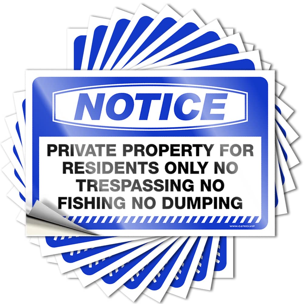 Lettering Sticker Mens Custom Stickers, Helmet Waterproof Notice Private Property for Residents Only No Trespassing No Fishing No Dumping for Hydro Flask | Summer Vinyl Decals for(8X12CM)