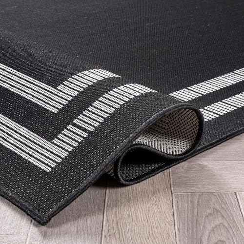 Tapete decorativo tejido plano 5' x 7' negro/ivory miniatura 5