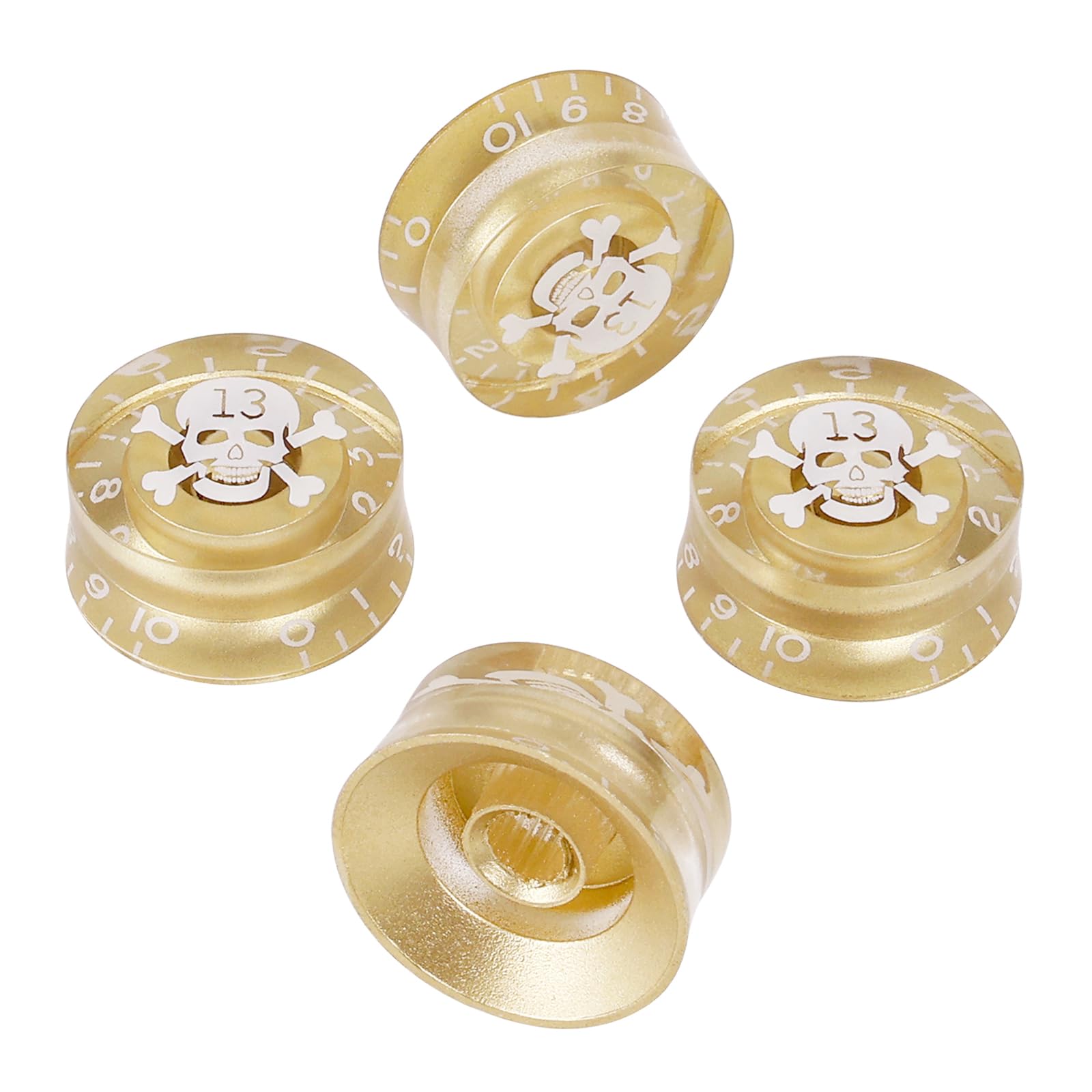Banworks Electric Guitar Control Knobs 2 Tone + 2 Volume Knobs Speed Knobs Top Hat Metric 6mm (15/64") 18-Spline for Epiphone Les Paul SG Electric Guitars Pack of 4 JT/XN-02 Golden with White Pattern - Image 3