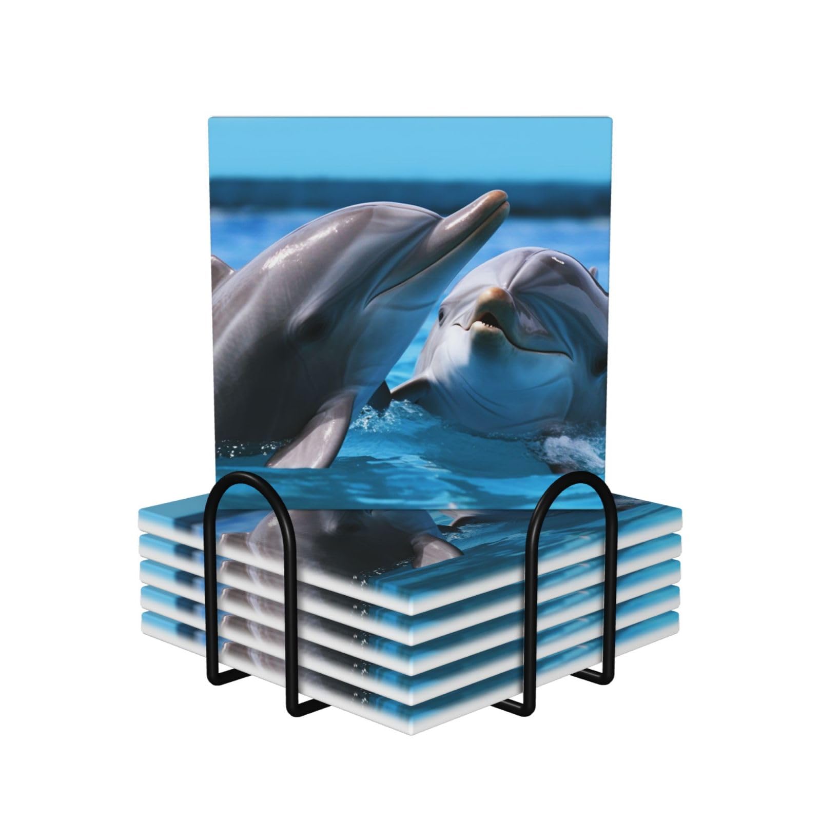 Dessous de verre en céramique et liège de qualité avec motif dauphins