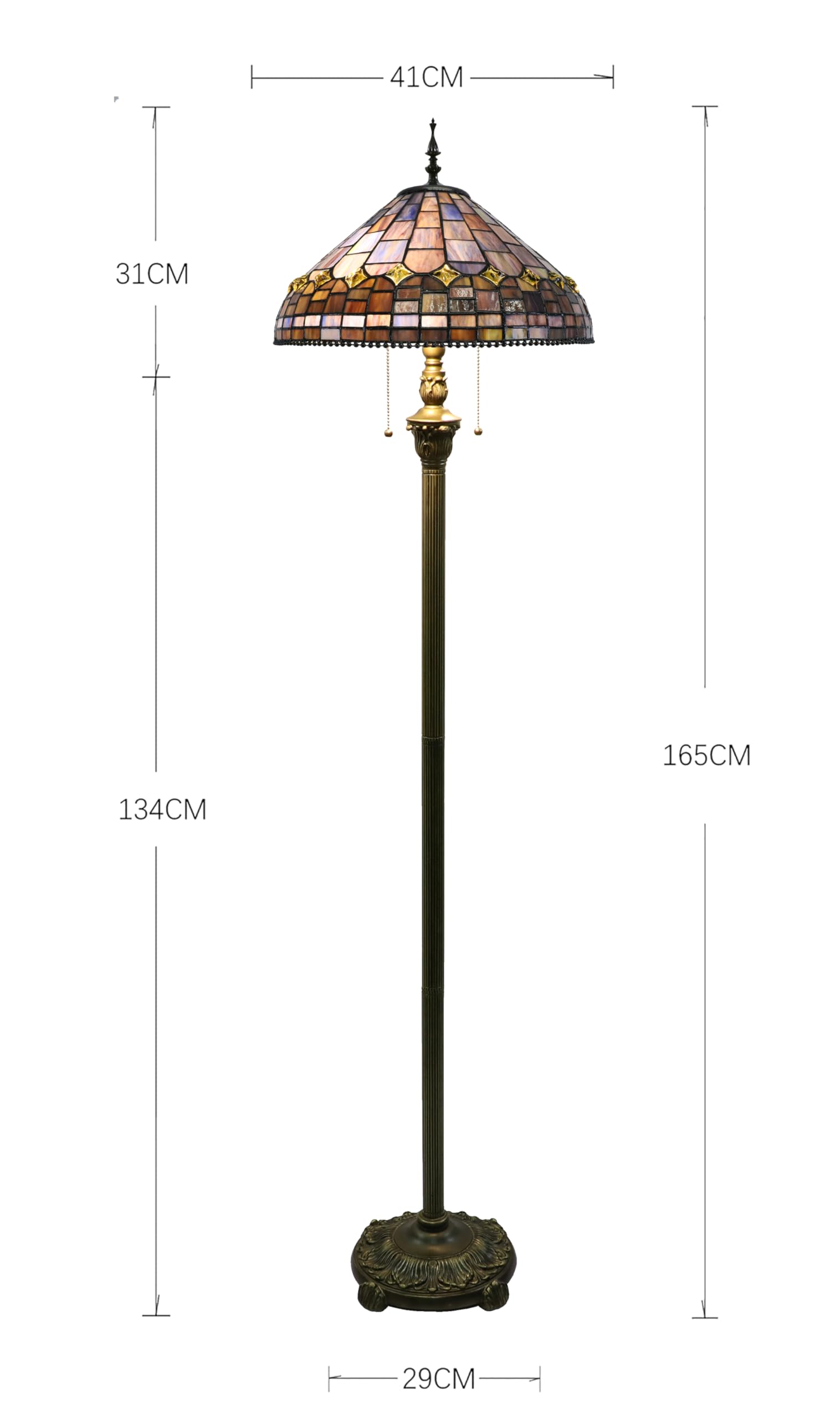 Tiffany Stil Vintage Stehlampe, 16 Zoll Buntglas Lampen für Wohnzimmer, Schlafzimmer Büro Beleuchtung Rustikale Ecke Deco Stehende Hohe Lesung Einzigartige Bronze Leseecke Lampe