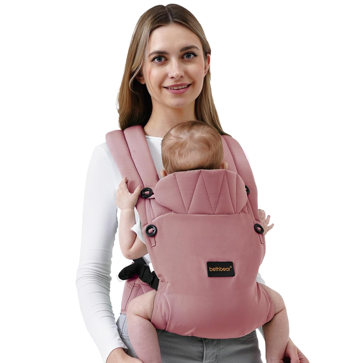 Baby Carrier Newborn to Toddler 7-45 lbs with Natural Material, Ergonomic Design,Versatile and Adjustable,Hands Free for Moms&Dads,Pink Baby Carrier Newborn to Toddler 7-45 lbs with Natural Material, Ergonomic Design,Versatile and Adjustable,Hands Free for Moms&Dads,Pink