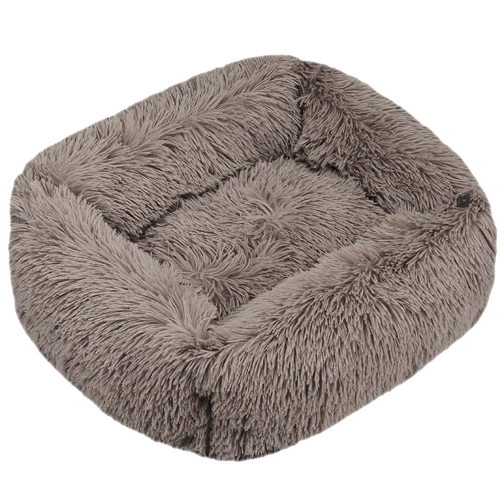 HotYou Plush Donut Dog Bed, Calming Rectangle Bed for Cat Dog 2.5-40KG, Soft and Fluffy Cuddler Pet Cushion Self-Warming Puppy Beds Machine Washable,BeigeBrown,S 55 * 45 CM(<5KG) — image 1