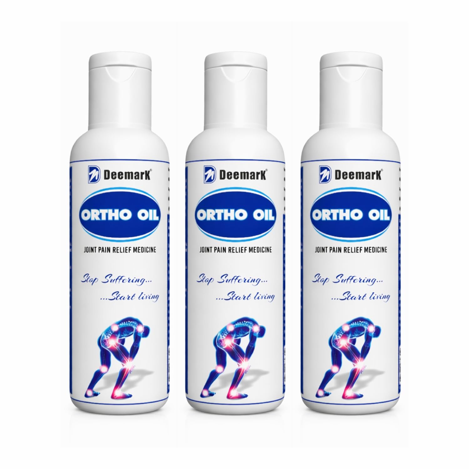 Deemark Ortho Oil – Ayurvedic Pain Relief Massage Oil – 100ml (Pack of 3) for Adults | Relieves Knee, Legs, Shoulder, Muscle & Joint Pain | Controls Swelling and Joint Inflammation