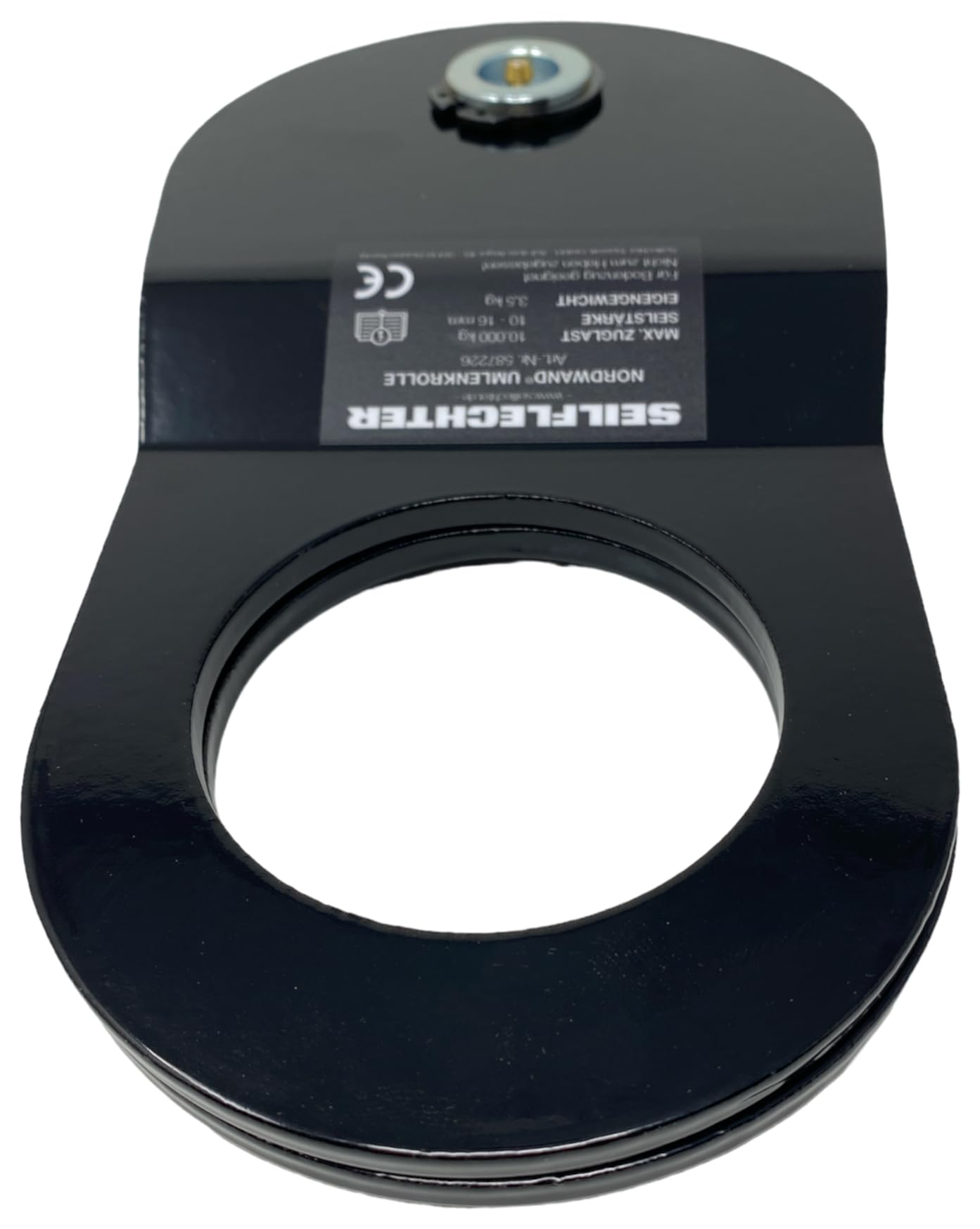 SEILFLECHTER Poulie de traction de 10 tonnes, poulie de renvoi pour cordes de 10 à 16 mm de diamètre, poulie pliable pour forêts et tout-terrain en acier revêtu par pulvérisation, poulie de câble