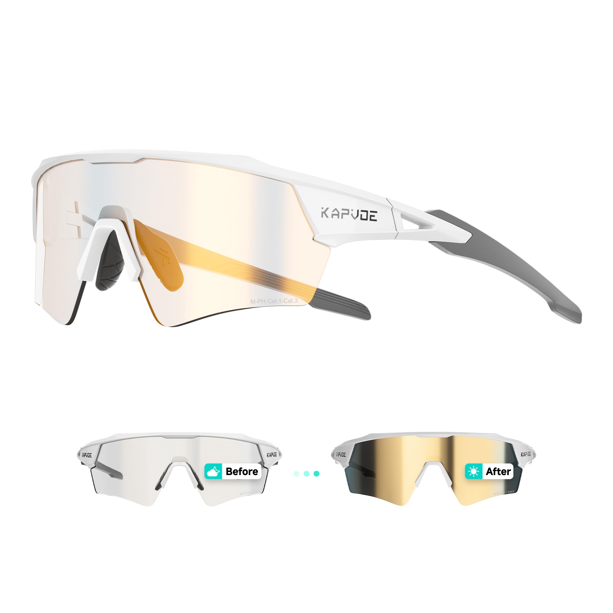 KAPVOE Photochromic Cycling Sunglasses for Men and Women K198
