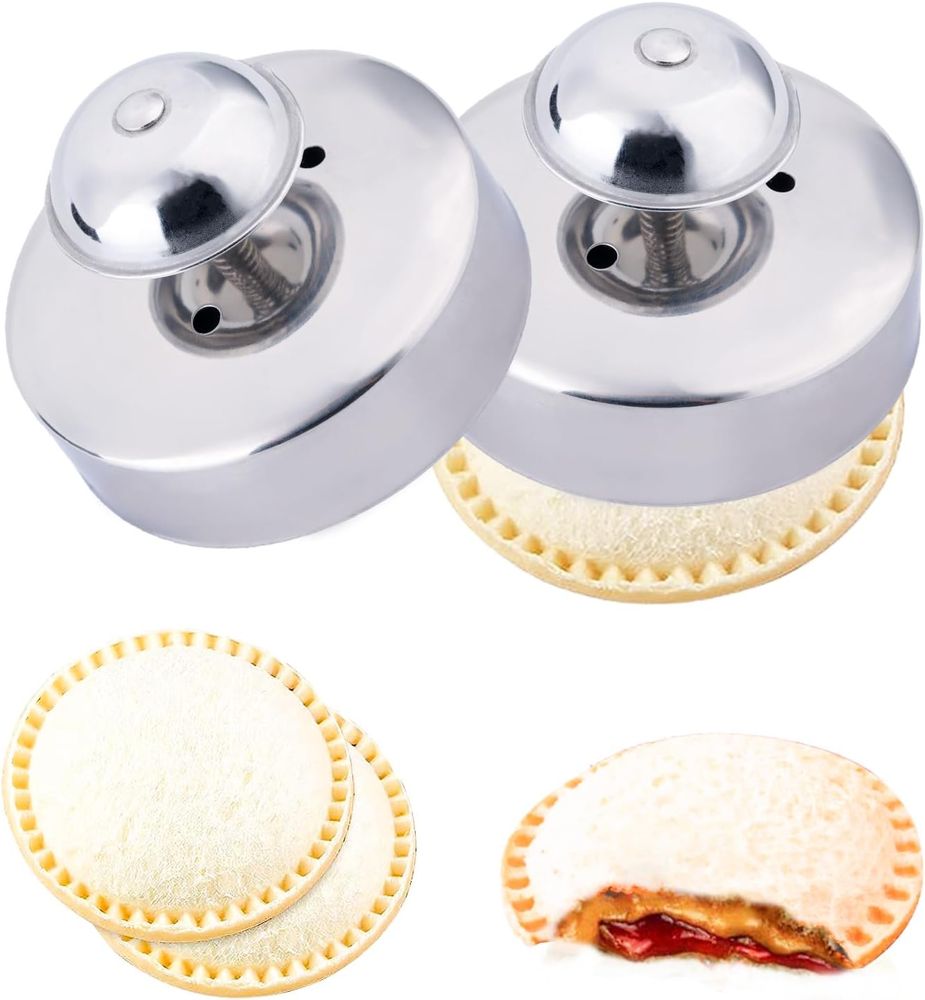 2pcs Sandwich Sealers, Stainless Steel Sandwiches Cutters 3.5 inch