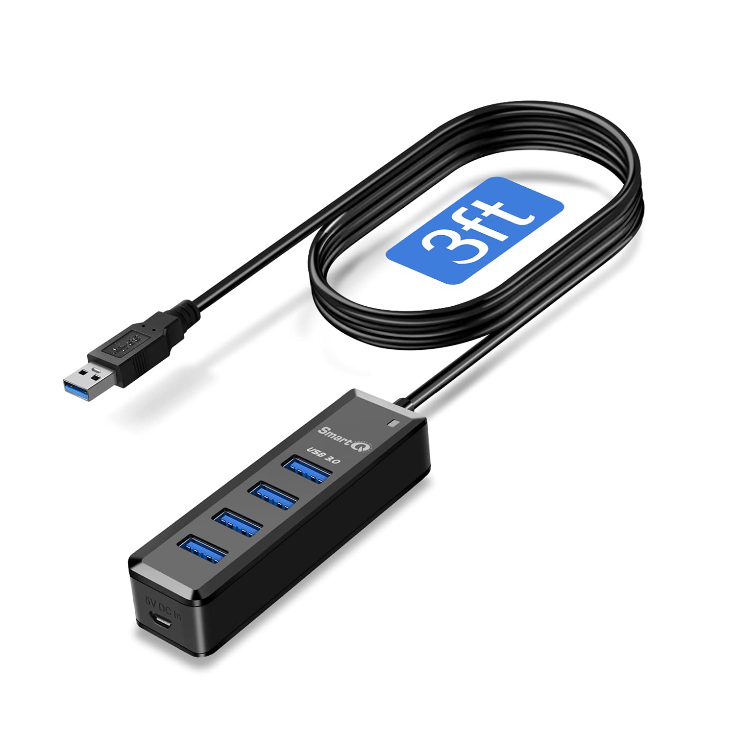 Buy SmartQ H302 4Port USB 3.0 Hub with 3ft Long Cable,Fast Data Transfer USB Splitter for