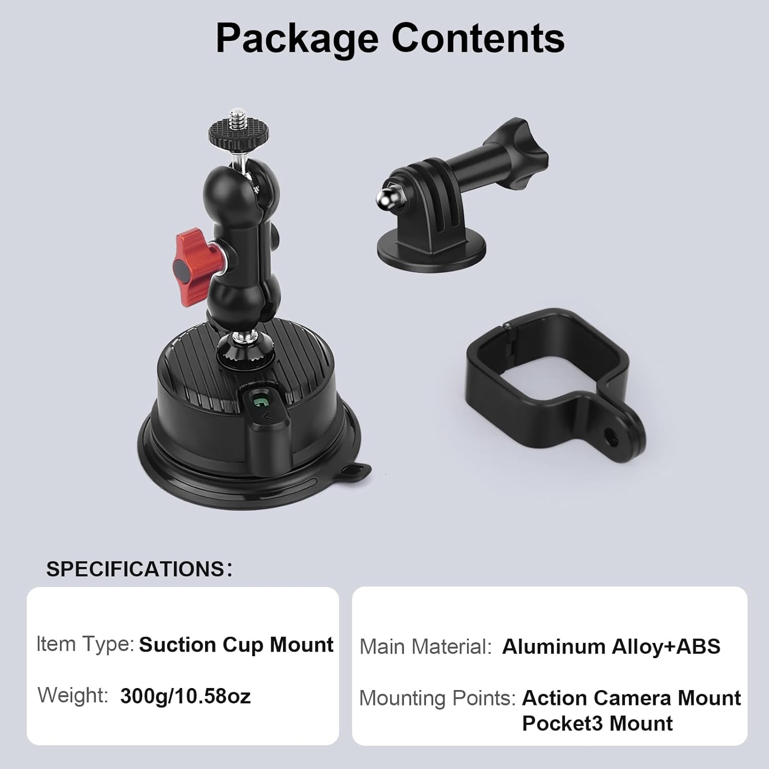 Suction Cup Mount for DJI Osmo Pocket 3,360°Adjustable Car Windshield & Dashboard Holder Kit with Expansion Adapter for Versatile Vlogging and Filming