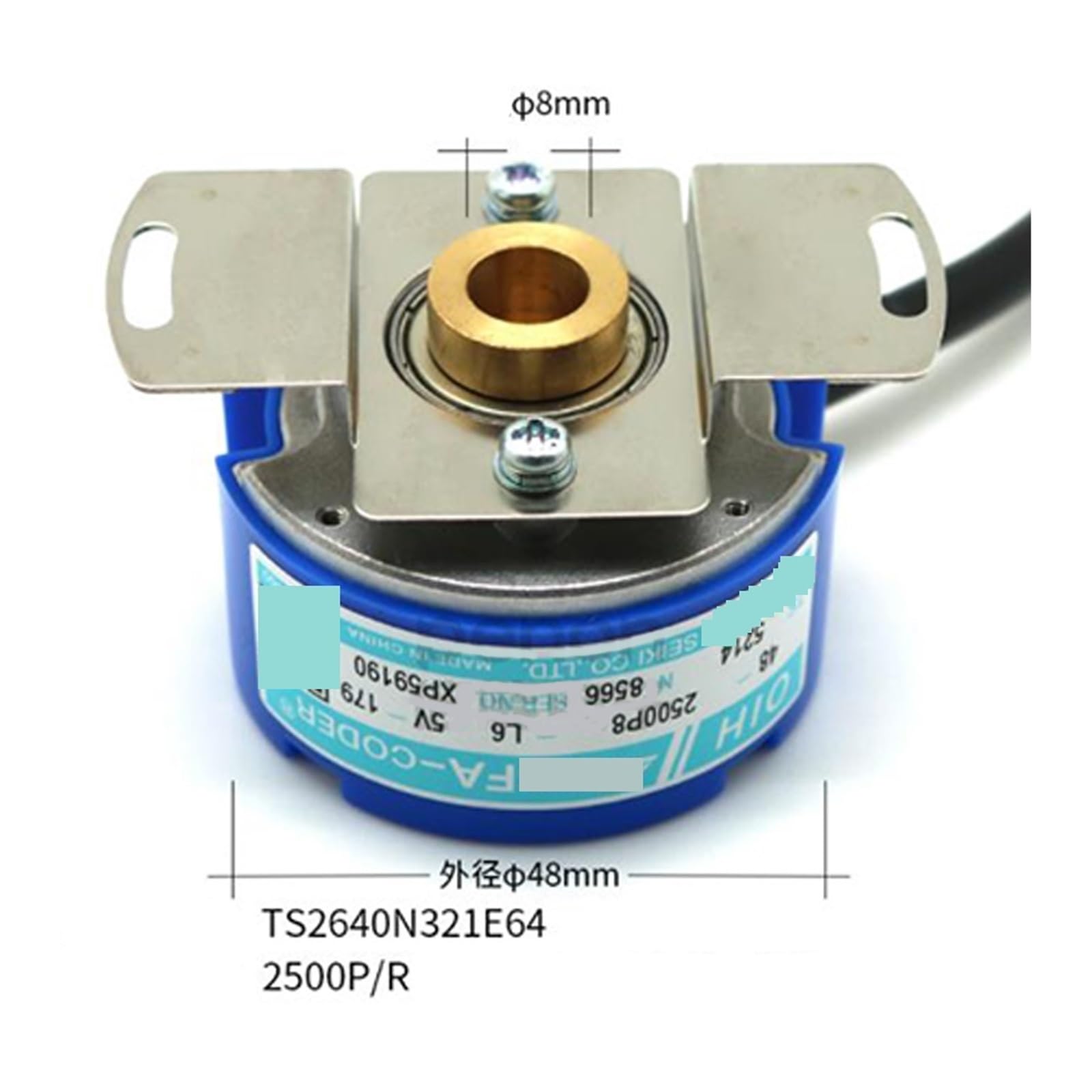 Encodeur De Servomoteur OIH48-2500P4-L6-5V 2500 Impulsions TS5214N500 TS5214N8566 N8599 DC5V Pilote Ligne UVW Sortie pour le test du programme(TS5214N500)